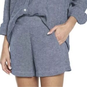 Gap Women’s High Rise Linen Blend Chambray Shorts Sz Medium Contemporary Casual